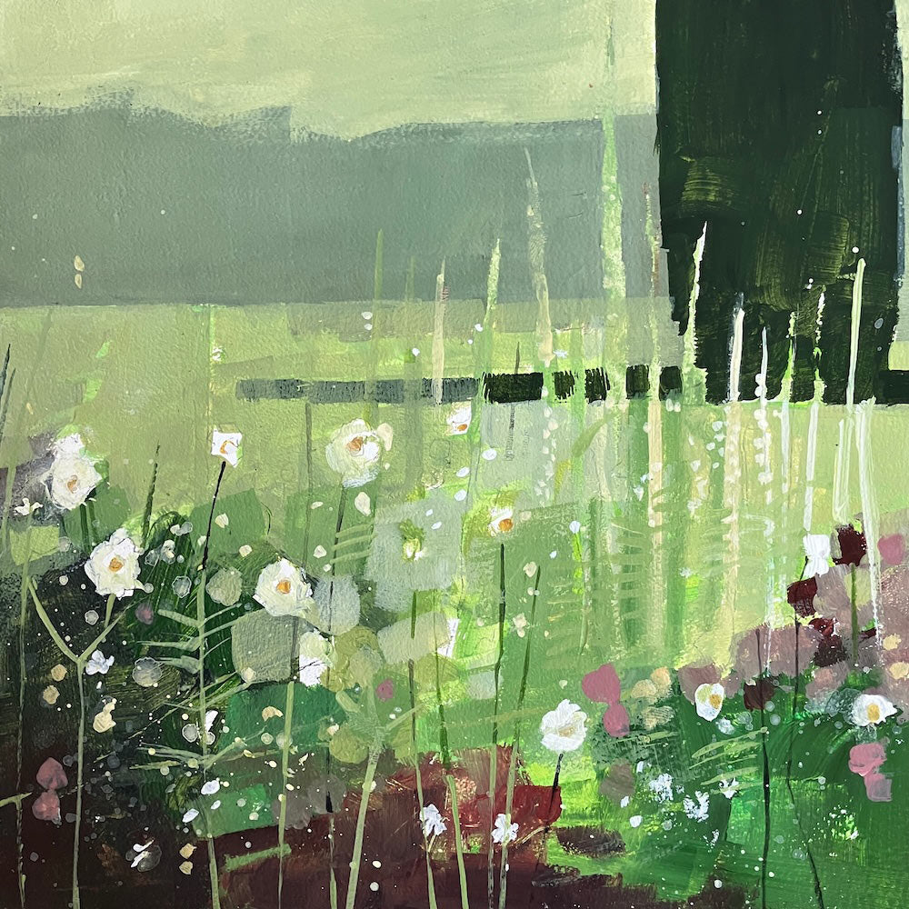 Flower border at dawn 10.8.26 By Julian Sutherland-Beatson