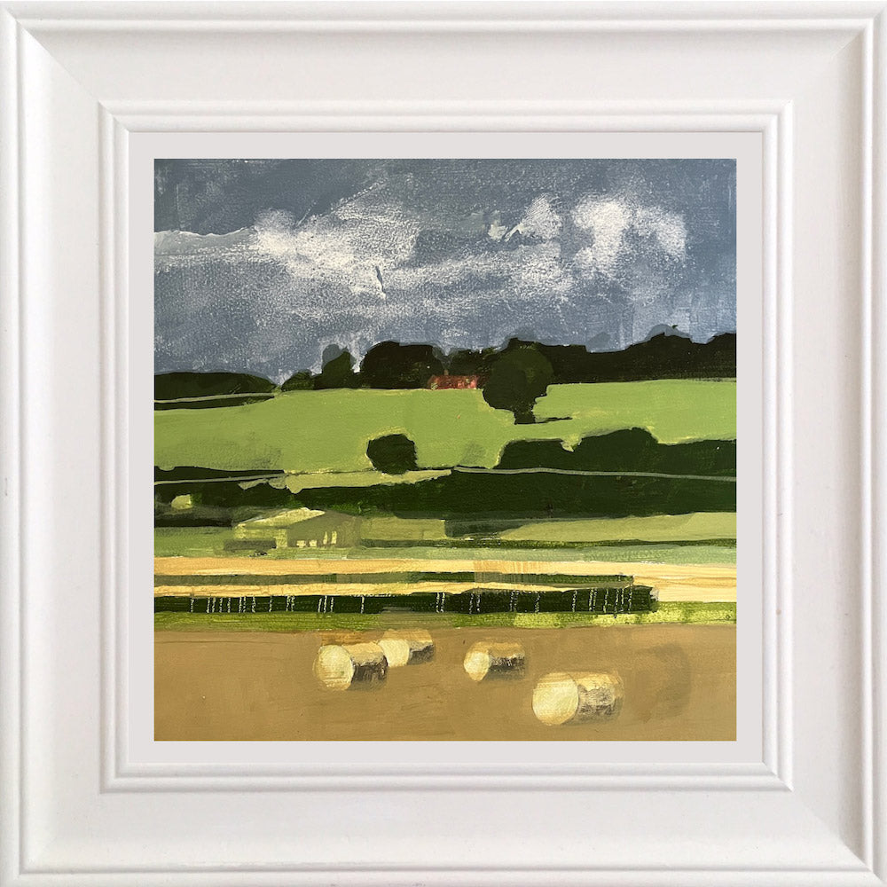 Hay bales and downland 15.8.26 By Julian Sutherland-Beatson