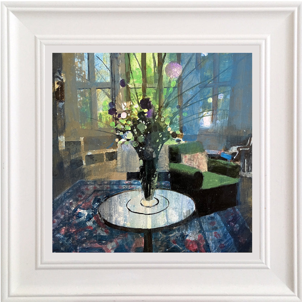 Purple Floral arrangement in the Organ Room 16.8.25 By Julian Sutherland-Beatson
