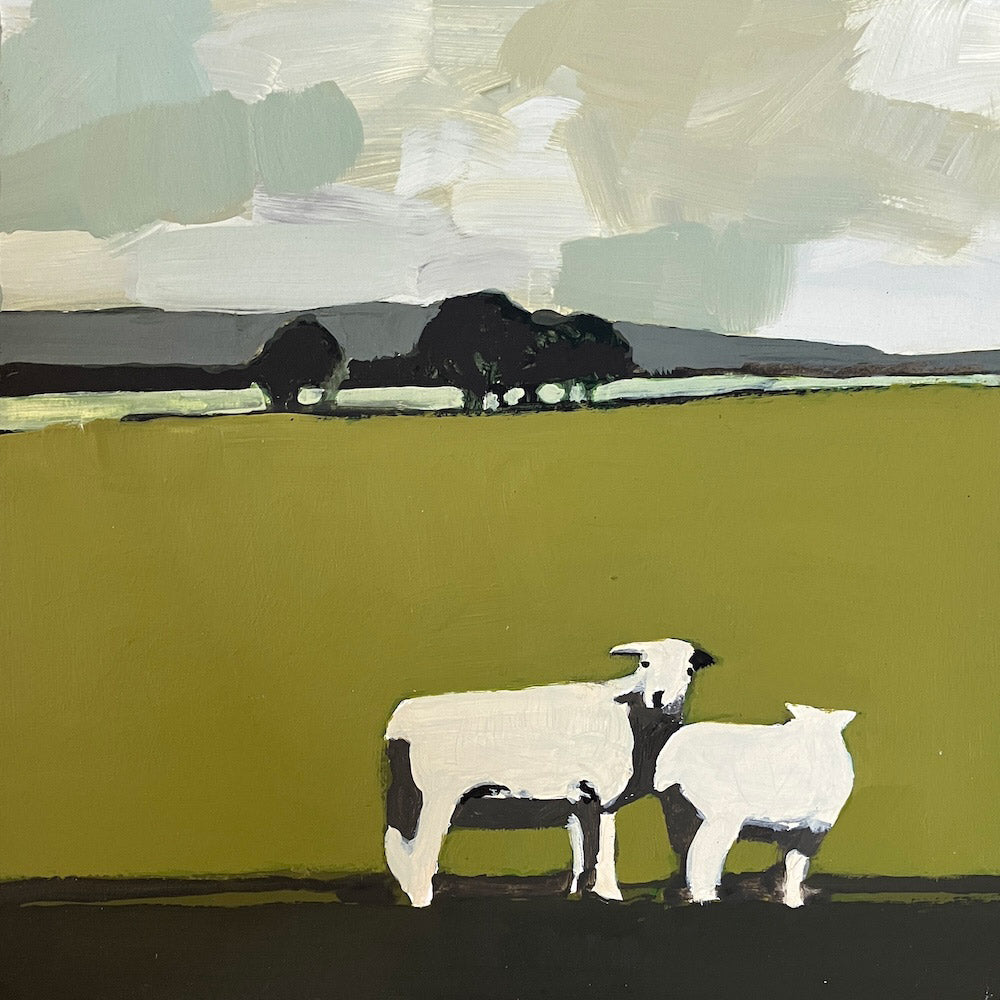 Two sheep with Downland beyond #2 18.8.25 By Julian Sutherland-Beatson