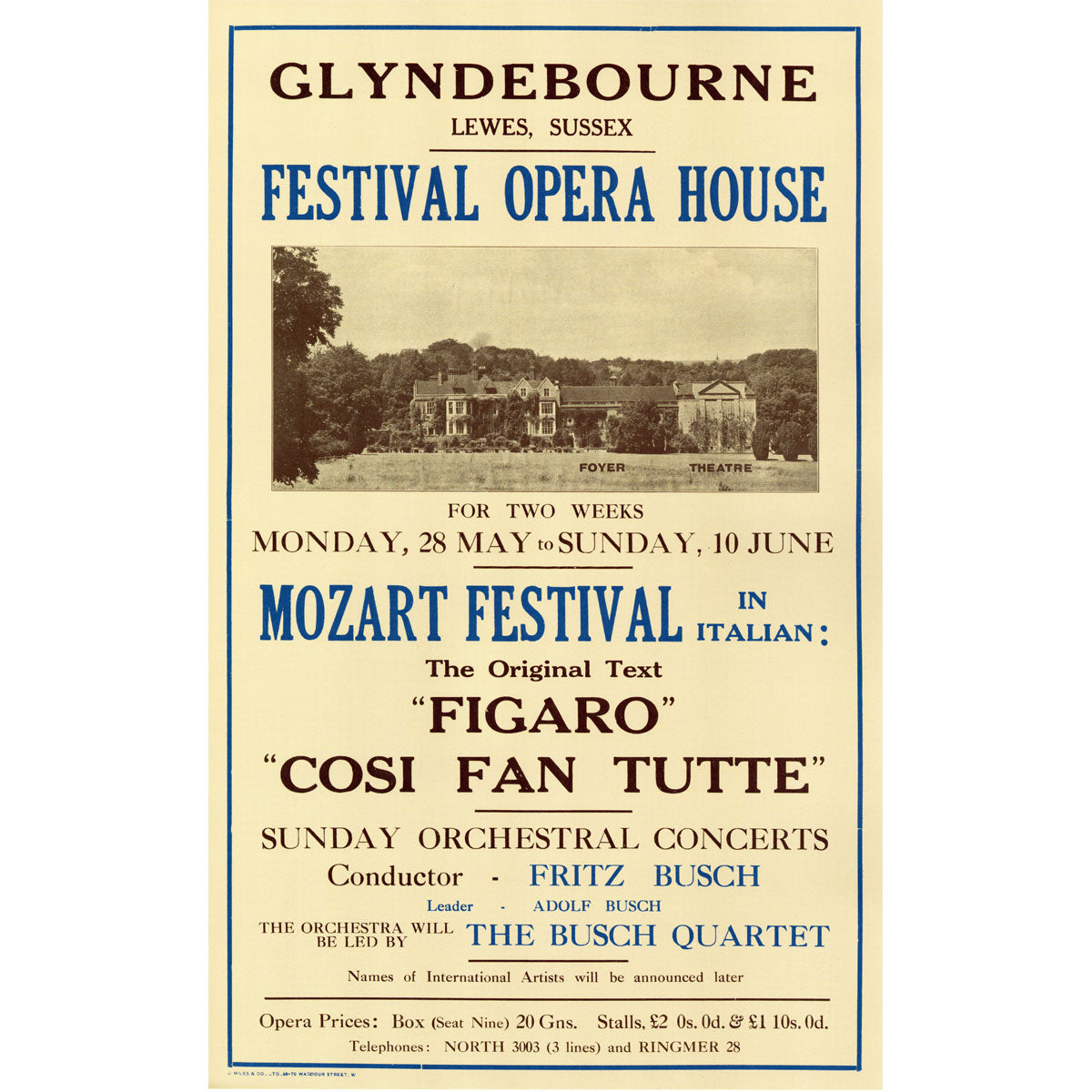 Glyndebourne Mozart Festival 1934 Print