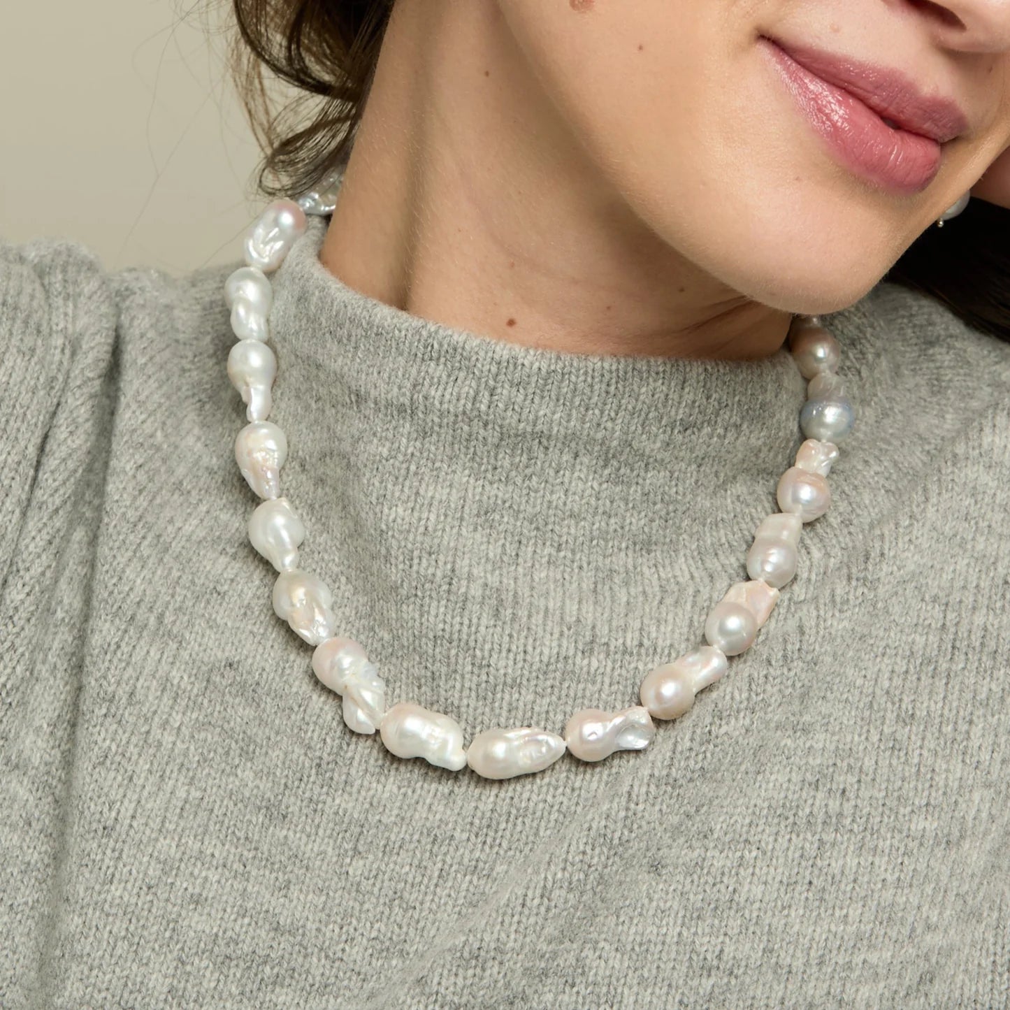 White Cultured Freshwater Fireball Pearl Necklace
