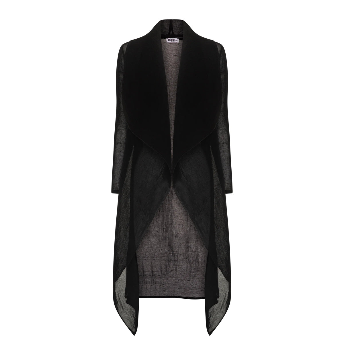 Black Pleated Waterfall Coat