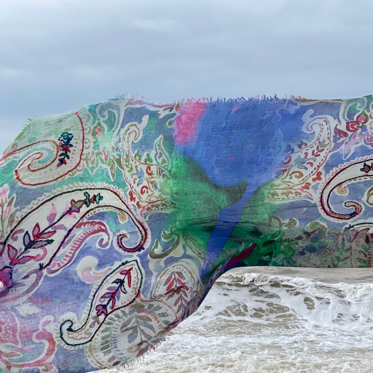 Amara Embroidered Wool Scarf