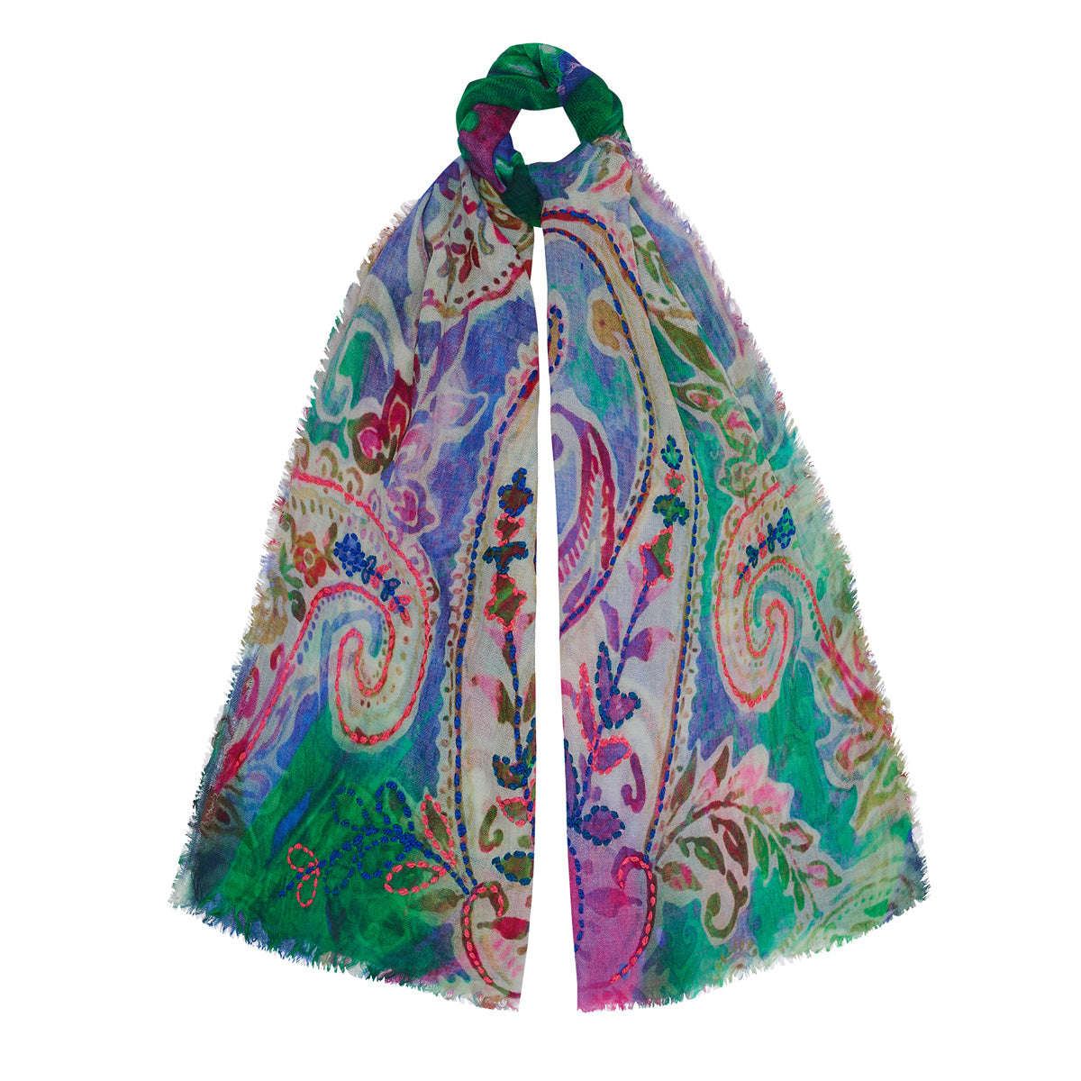 Amara Embroidered Wool Scarf