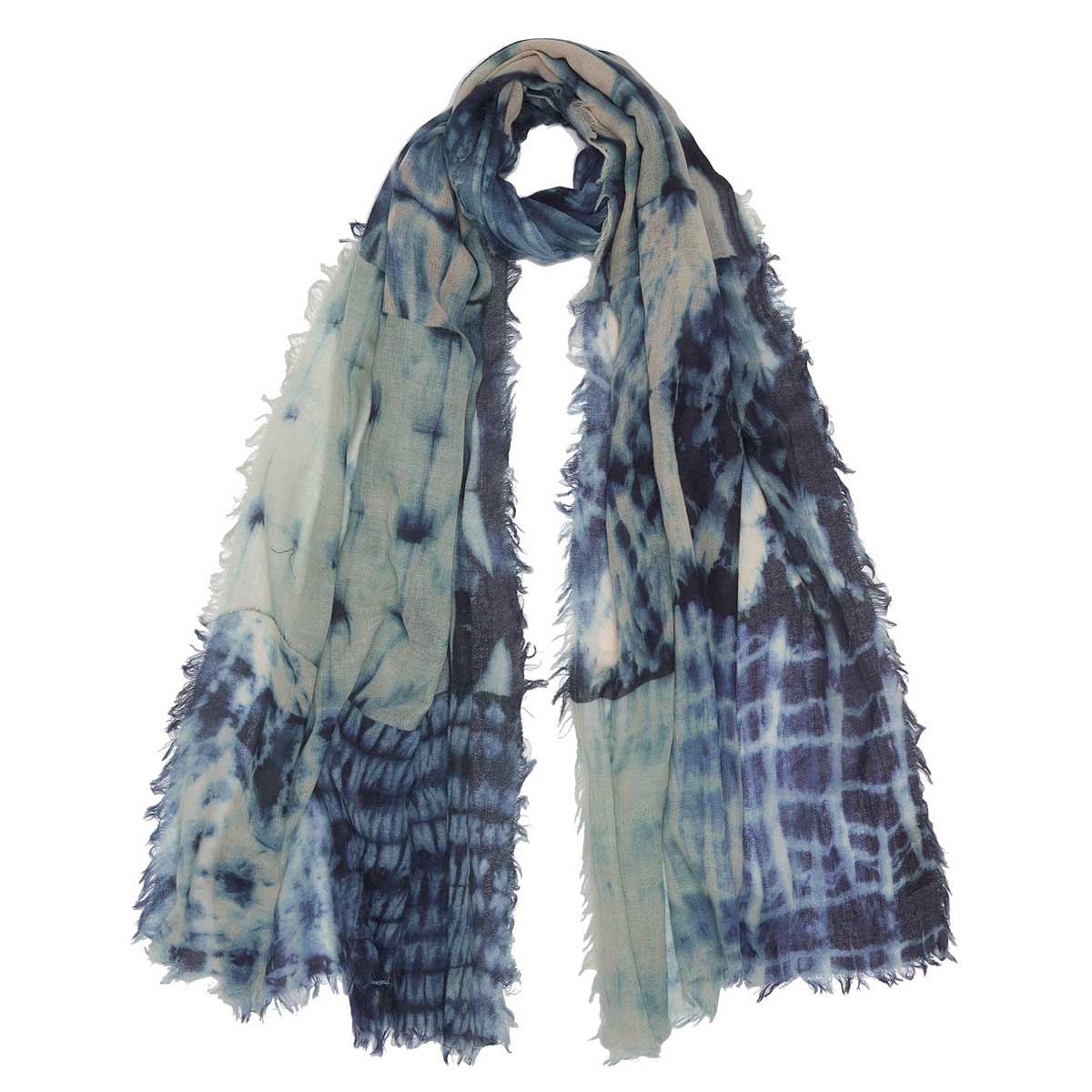 Bari Blue Tie Dye Wool Scarf Glyndebourne Shop
