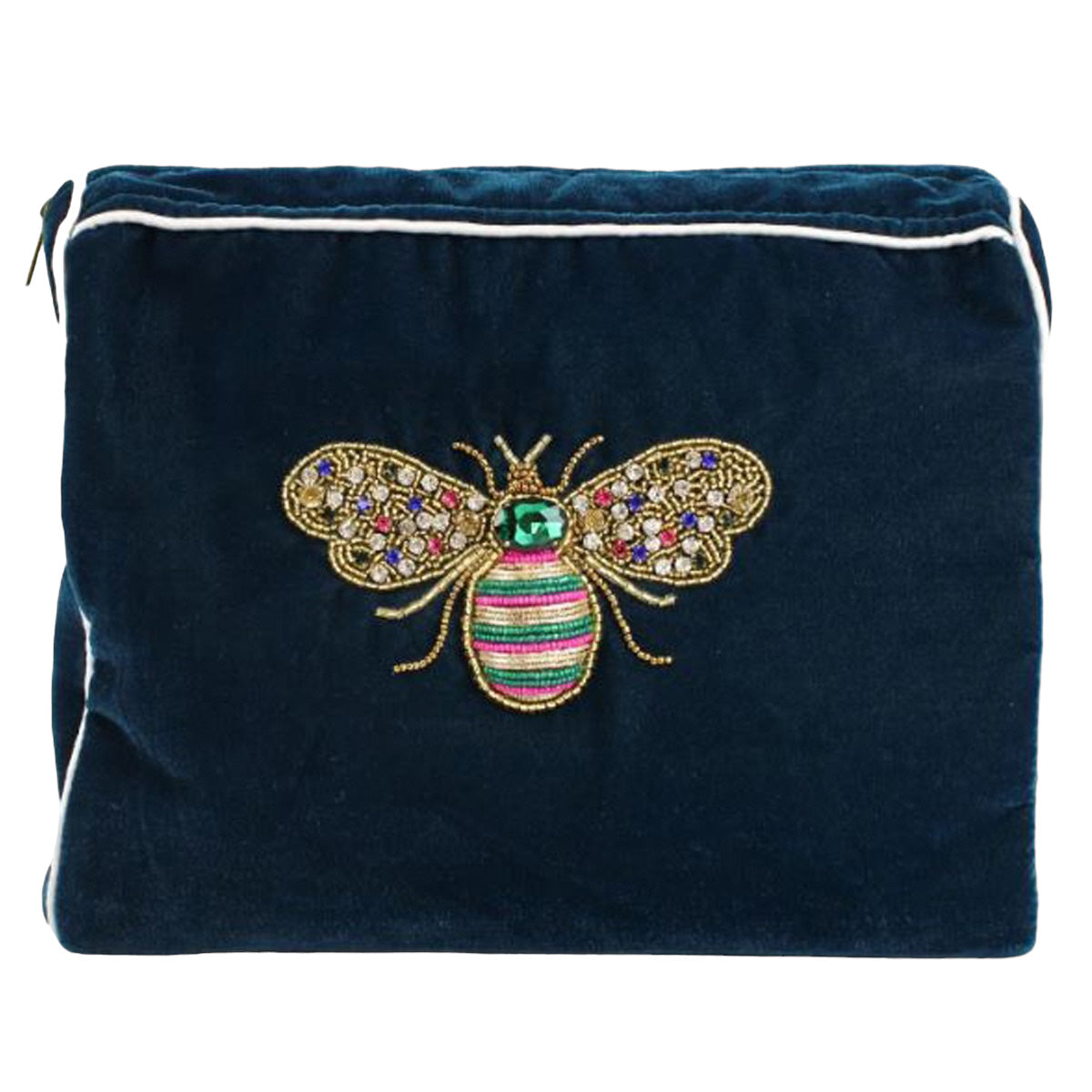 Bee Jewelled Midnight Blue Velvet Wash Bag