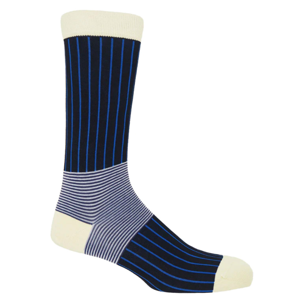Black & Blue Oxford Stripe Men's Egyptian Cotton Socks Glyndebourne Shop