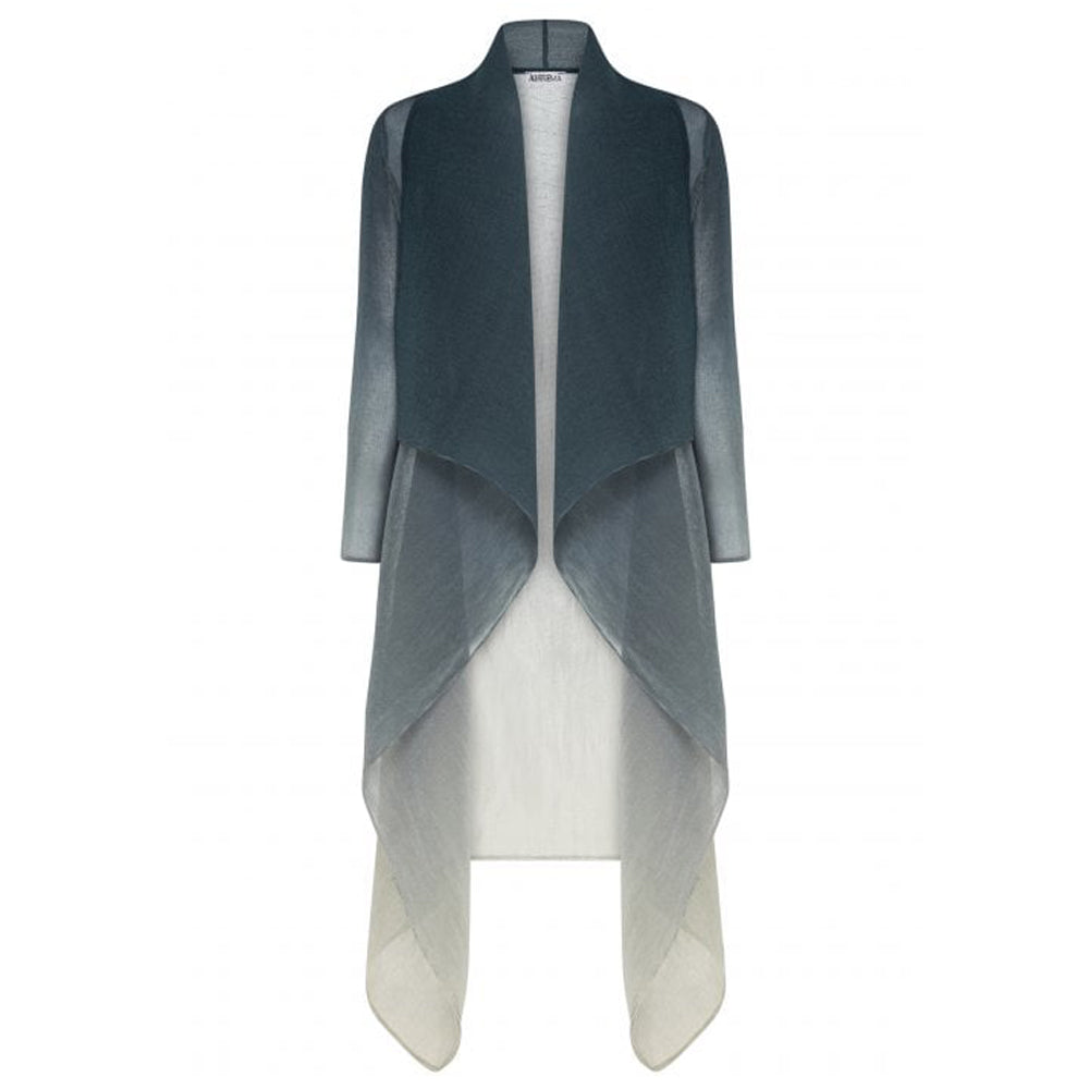 Onyx Snow Ombre Pleated Waterfall Coat