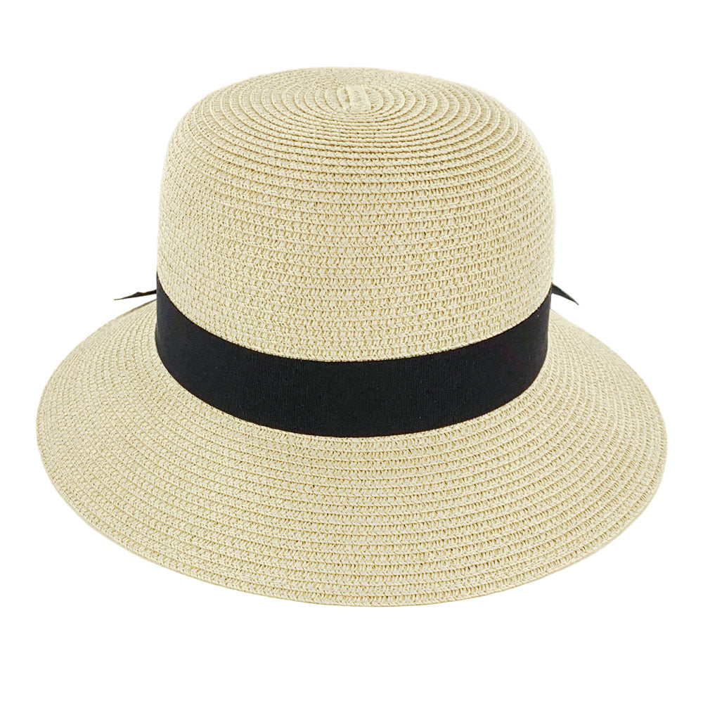 Natural & Black Bow Sun Hat