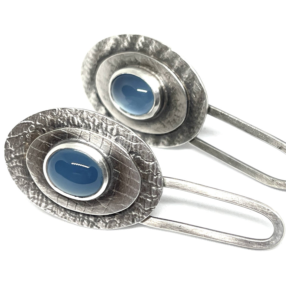 Blue Chalcedony & Silver Earrings