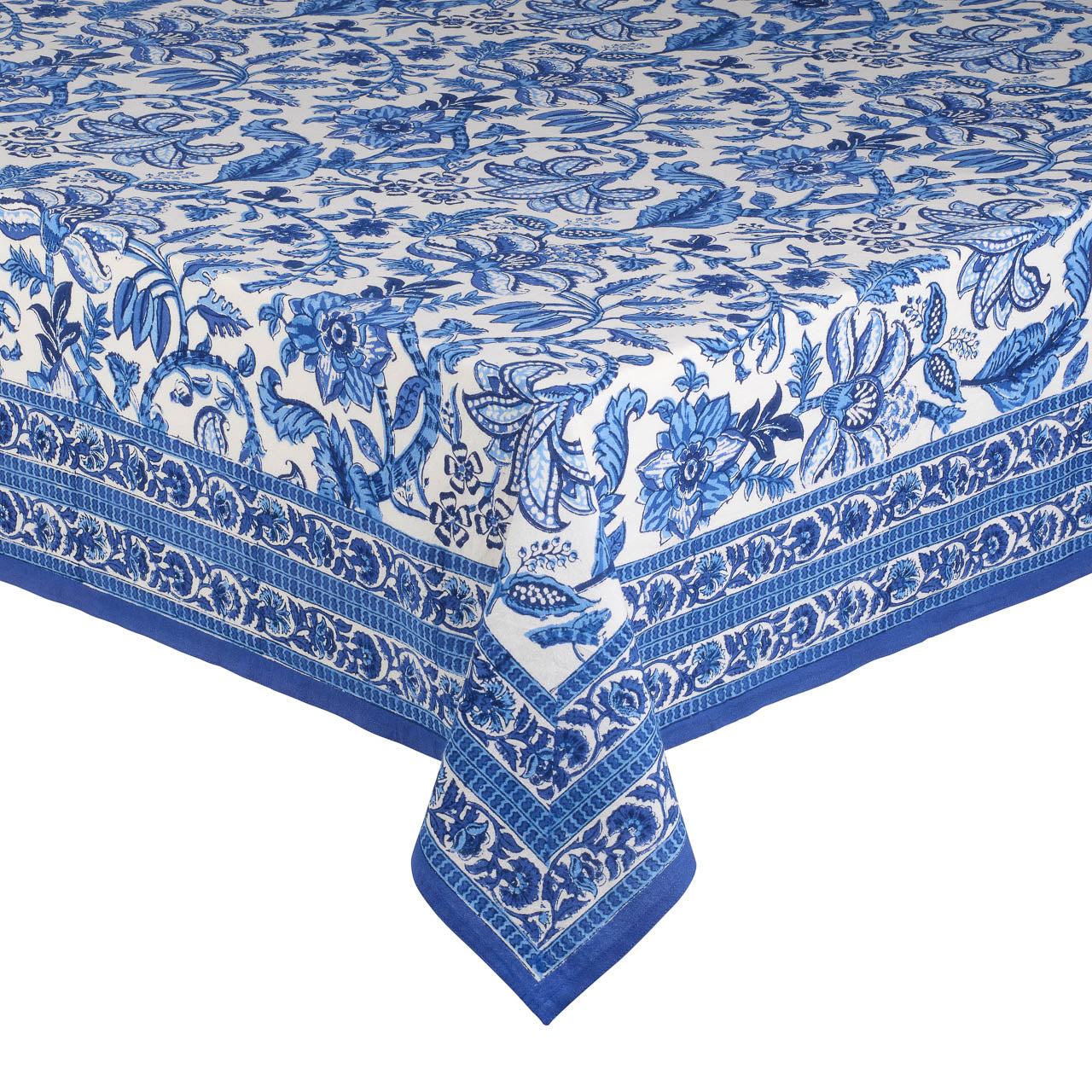 Blue Jardin Rectangular Cotton Tablecloth Glyndebourne Shop