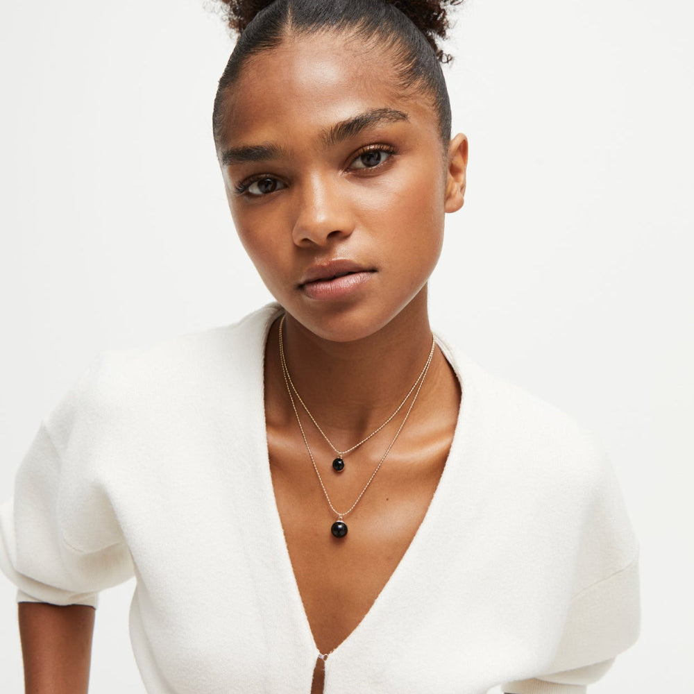 Gold Double Sphere Necklace