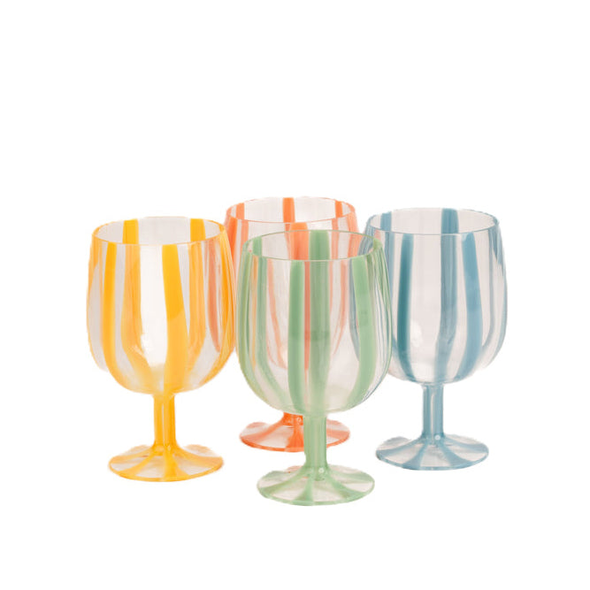 Canary Stripe Picnic Plastic Wine Glass