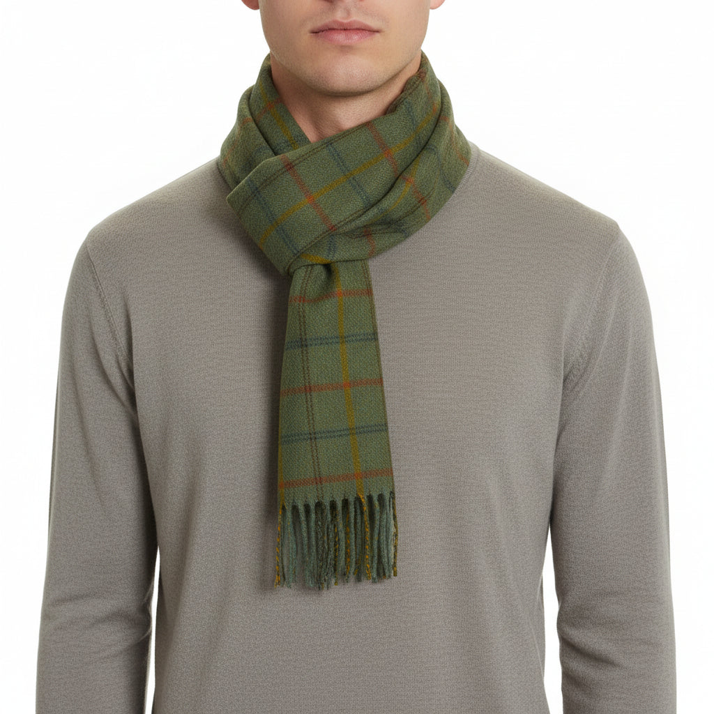 Country Check Sage Lambswool Scarf