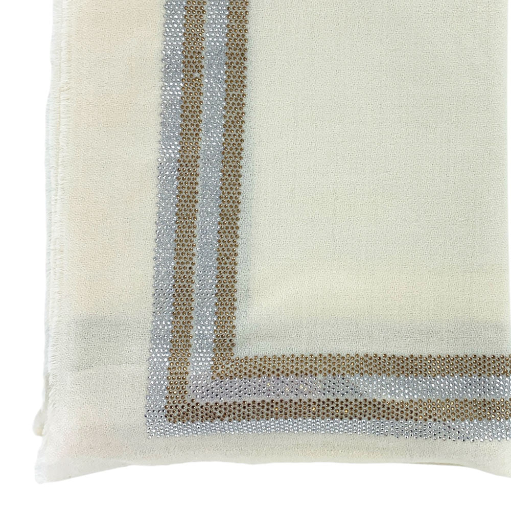 Swarovski Cream & Gold Cashmere Wrap
