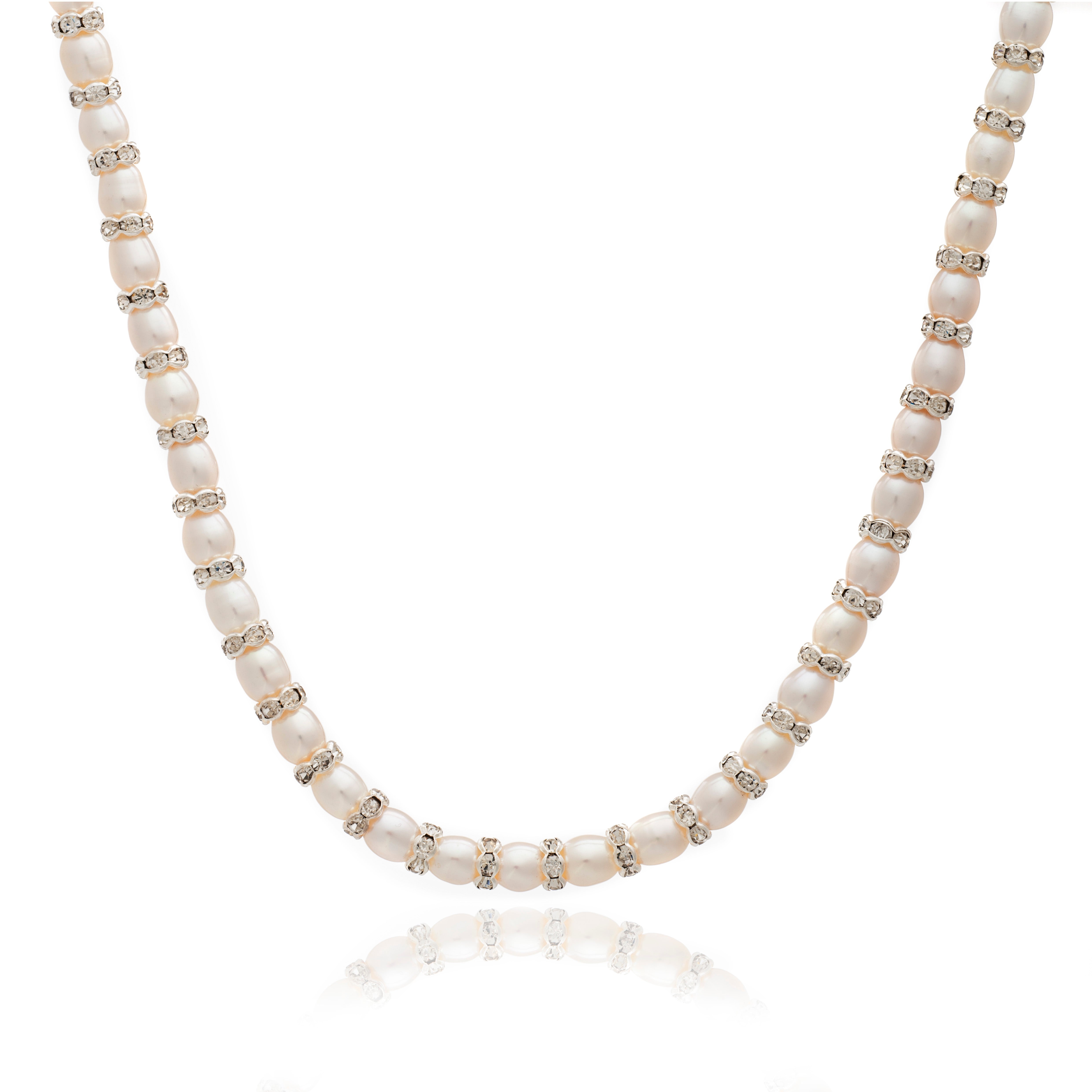 Cultured Freshwater Pearl & Crystal Necklace
