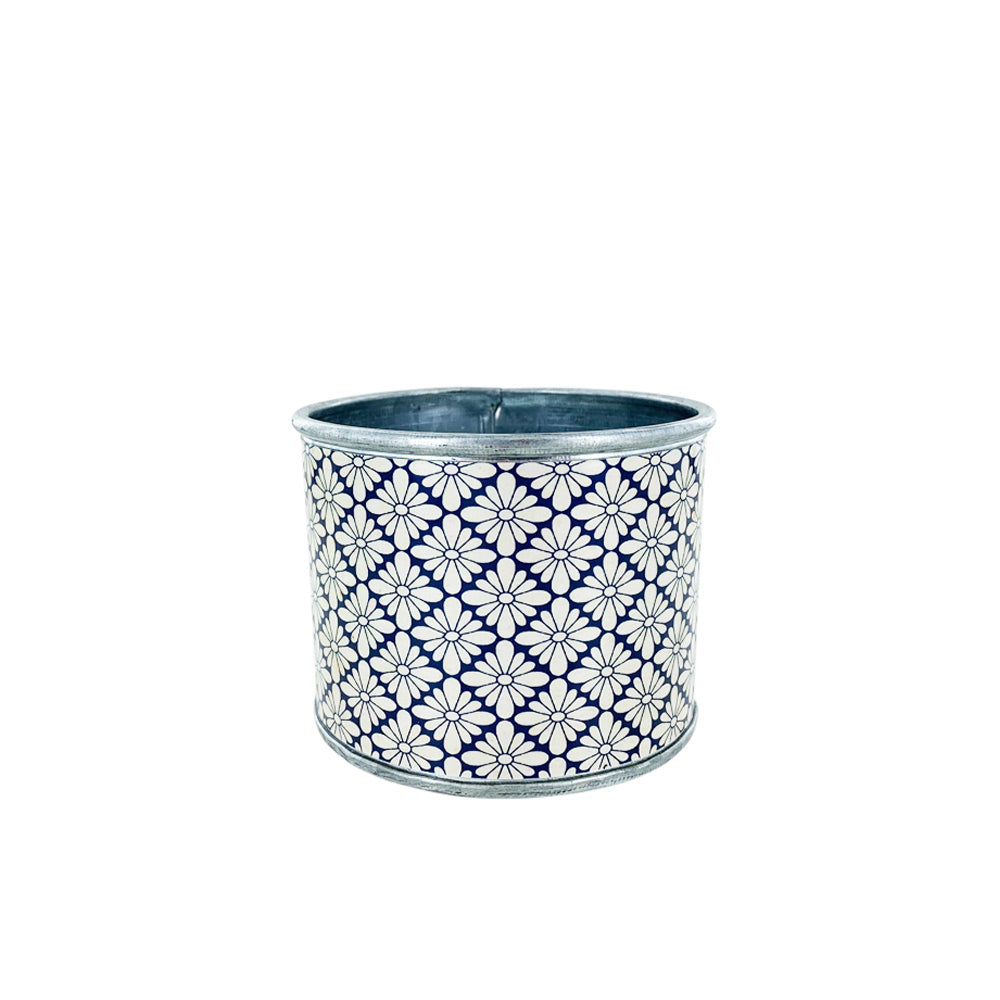 Delphi Blue Floral Small Tin Planter