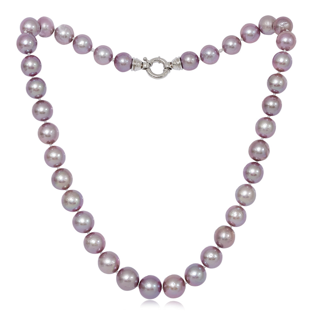Mauve Pink Almost Round Large Edison Cultured Freshwater Pearl Necklace