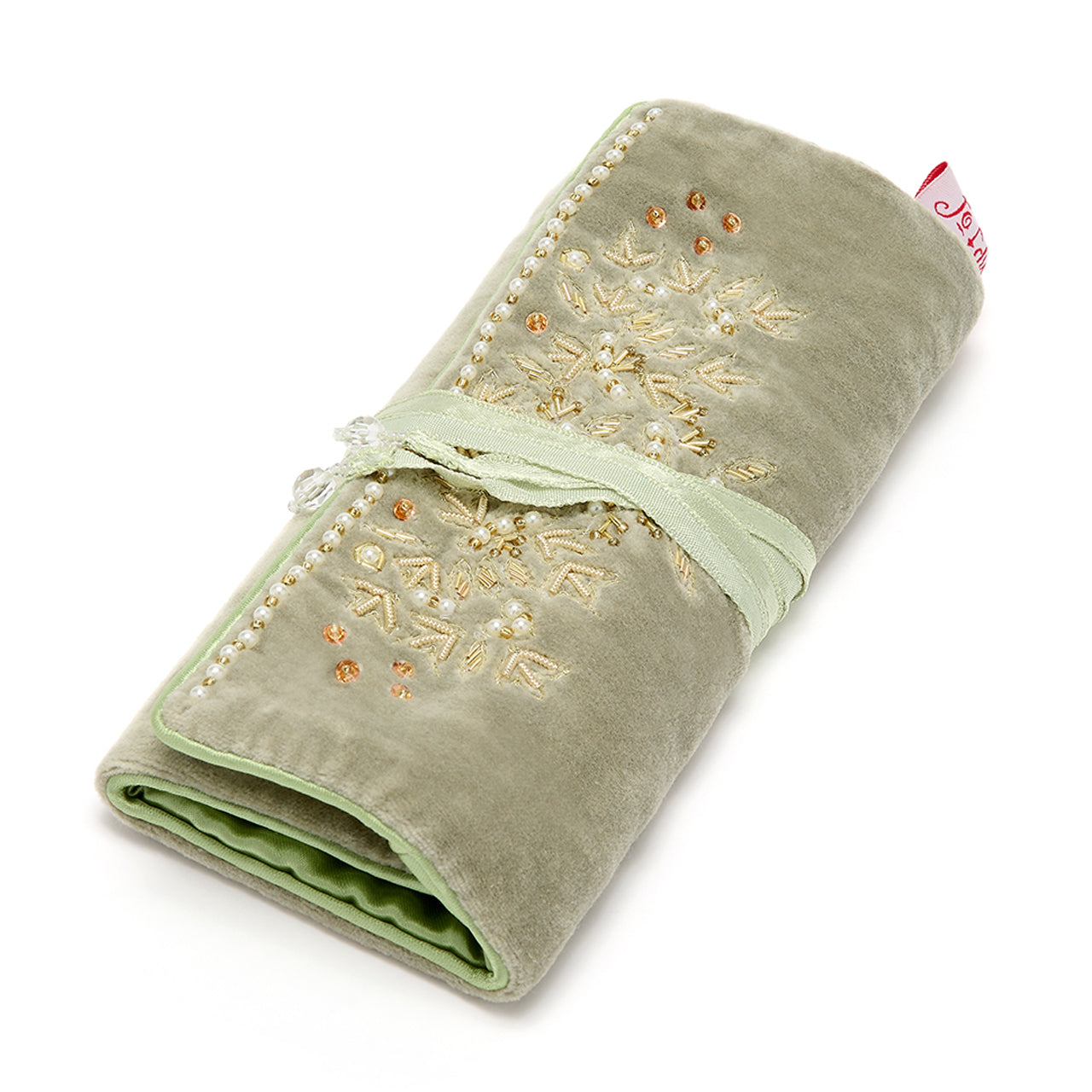 Embroidered Green Jewellery Roll Glyndebourne Shop