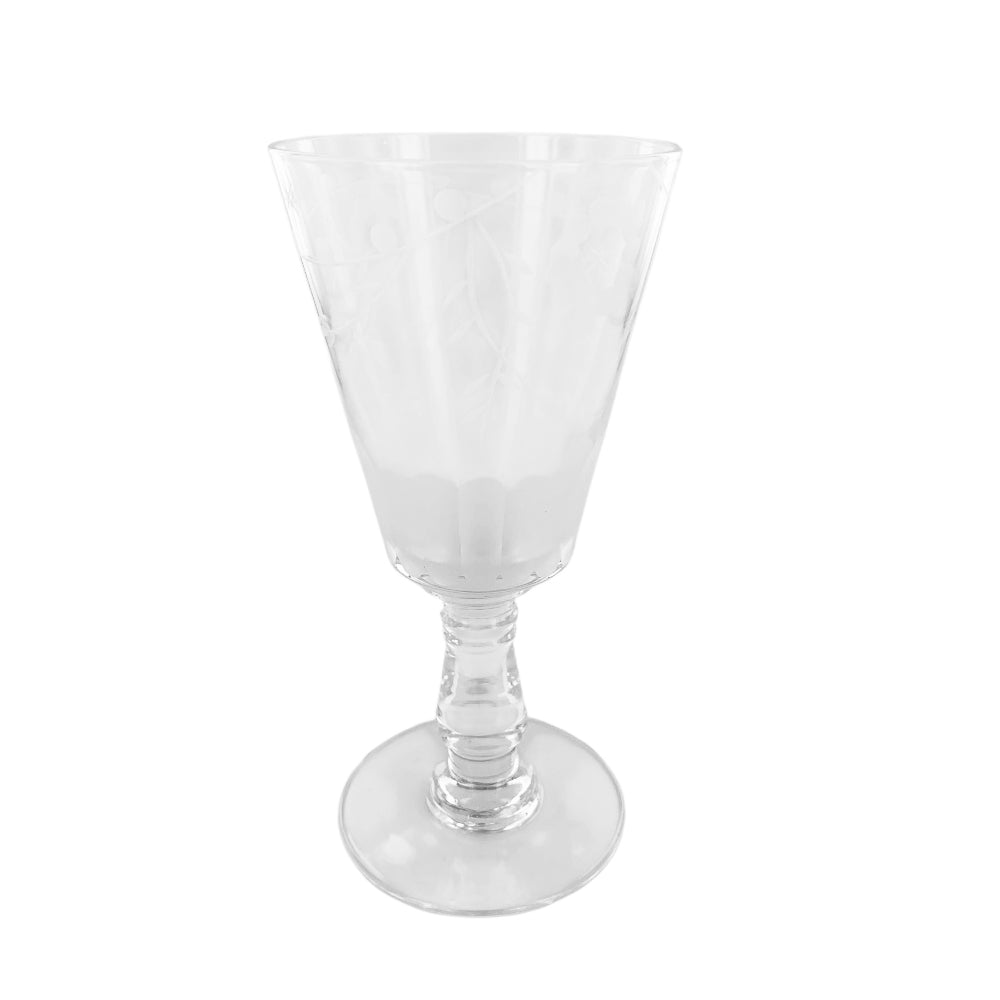  Floral Etched Wine Glass