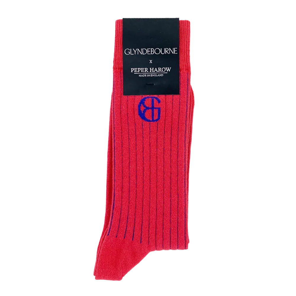 Glyndebourne Red Ribbed Socks
