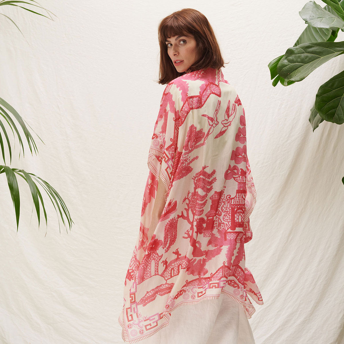 Giant Willow Fuschia Kimono Wrap Around