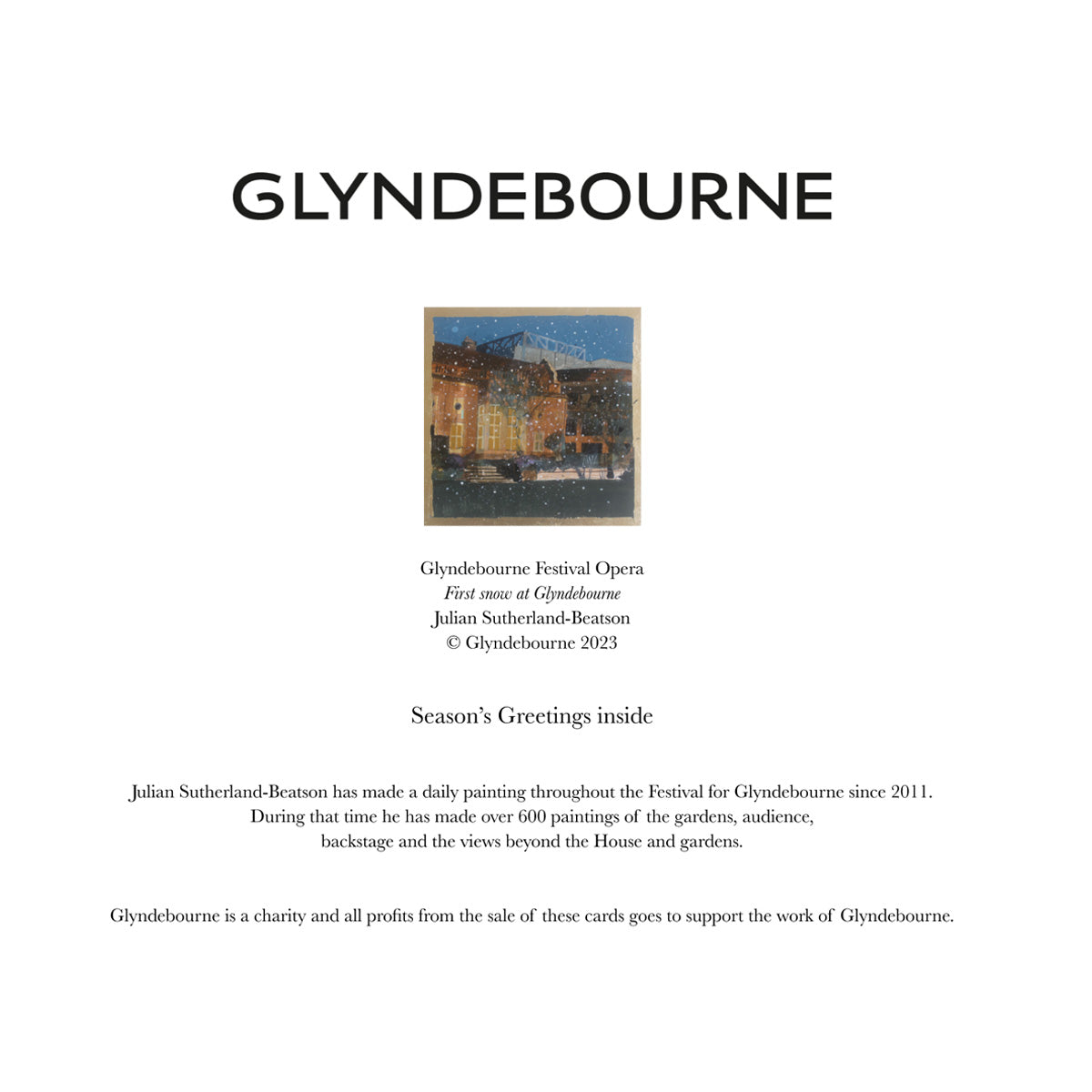 Glyndebourne Christmas Card Pack 2023 by Julian Sutherland-Beatson Glyndebourne Shop