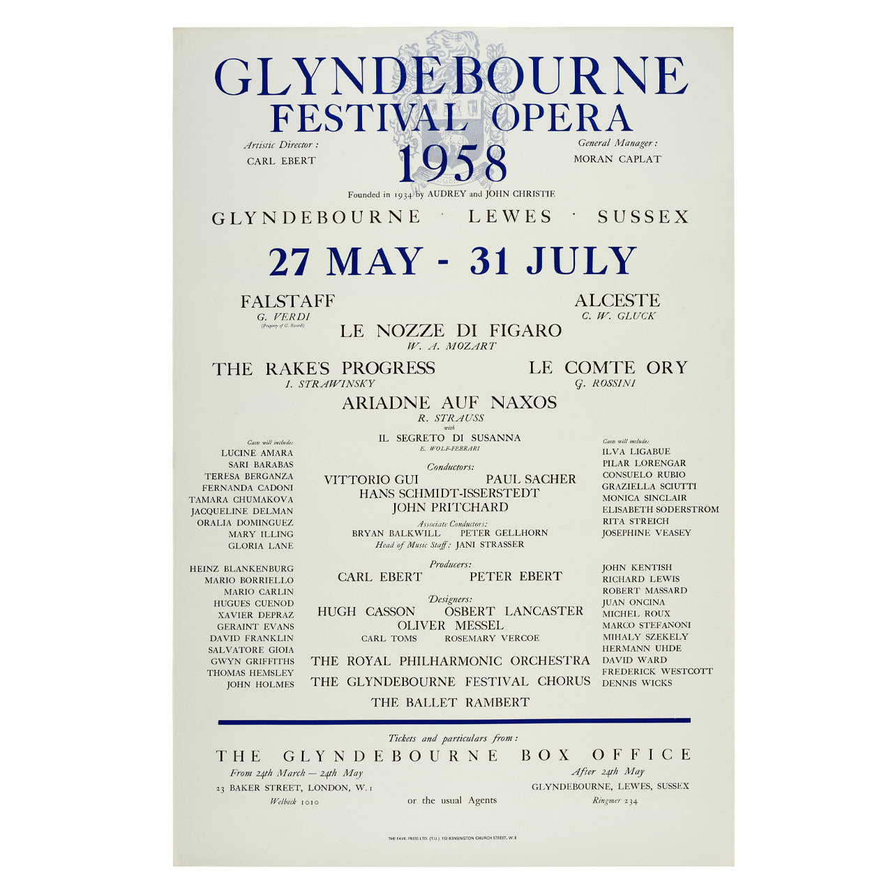 Glyndebourne Festival 1958 Poster Glyndebourne Shop
