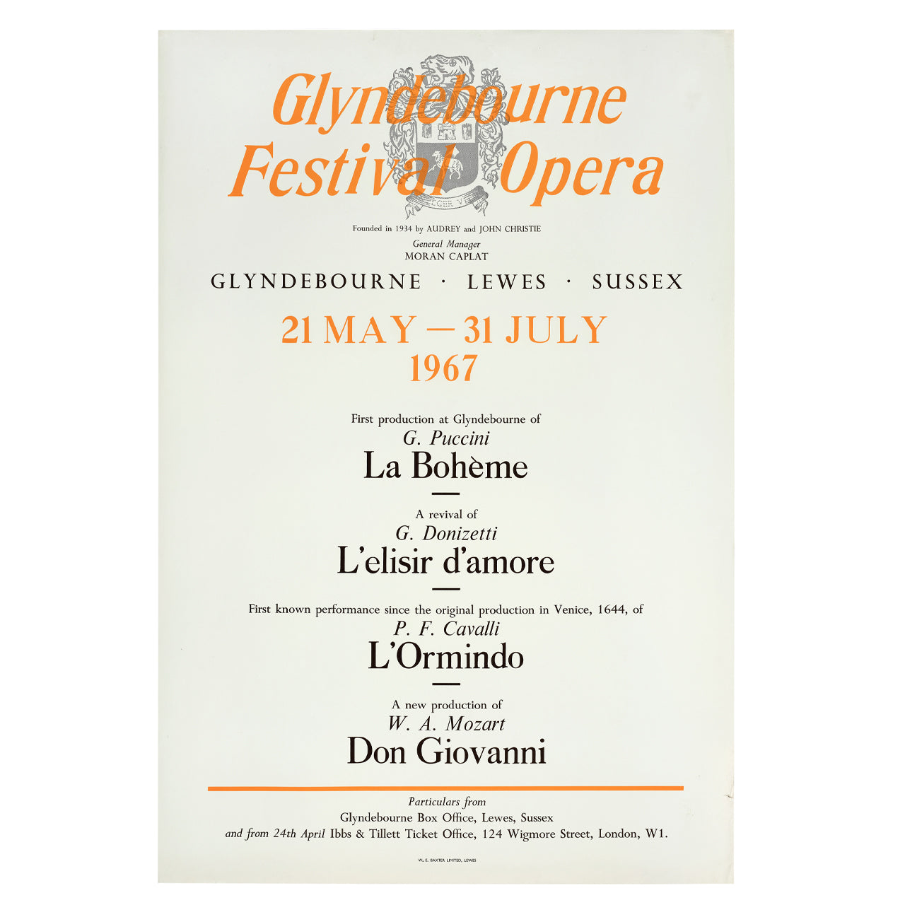 Glyndebourne Festival 1967 Poster Glyndebourne Shop