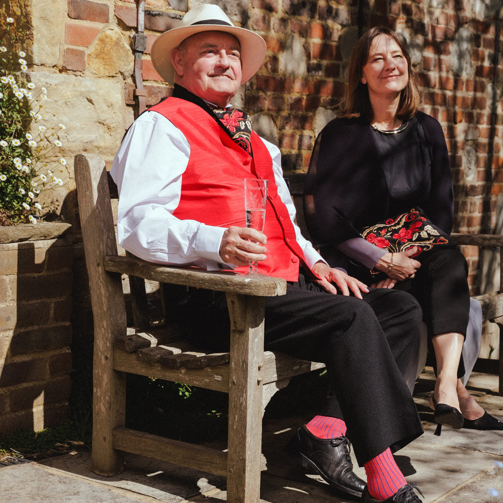 Glyndebourne Luxury Cotton Red Ribbed Socks