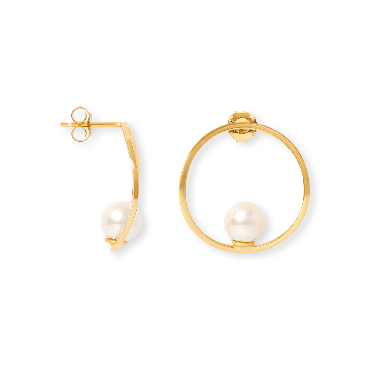 Gold Hoop Earrings & Cultured Freshwater Pearls Glyndebourne Shop