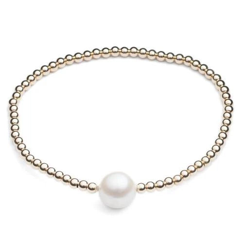 Large Cultured Freshwater Pearl & Gold Coloured Bracelet
