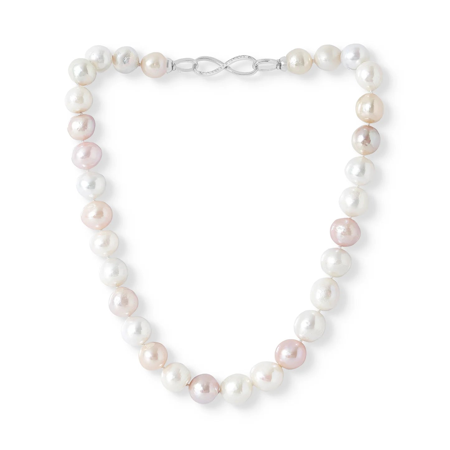 Pale Pink & White Cultured Freshwater Pearl Necklace