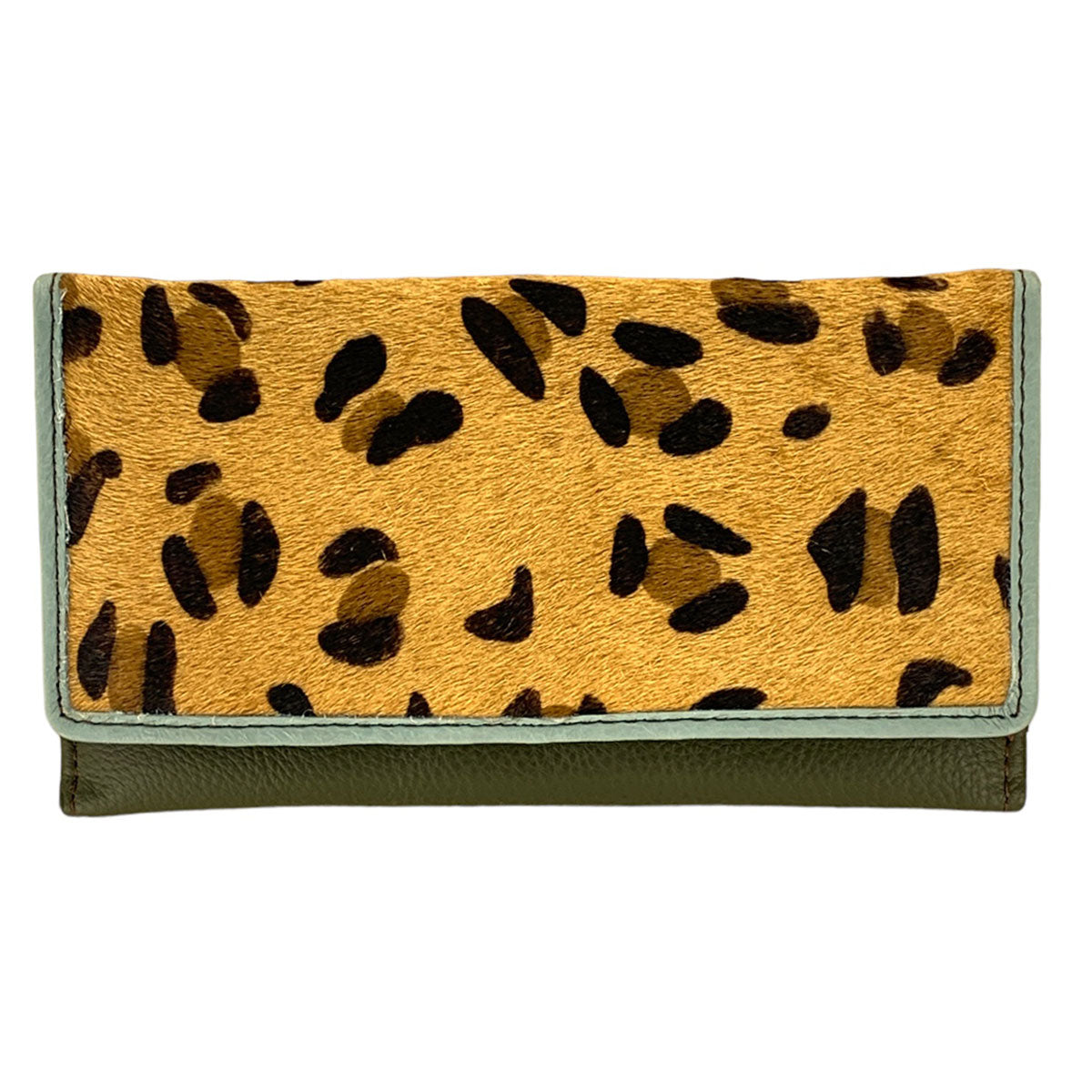 Green & Leopard Esme Leather Wallet
