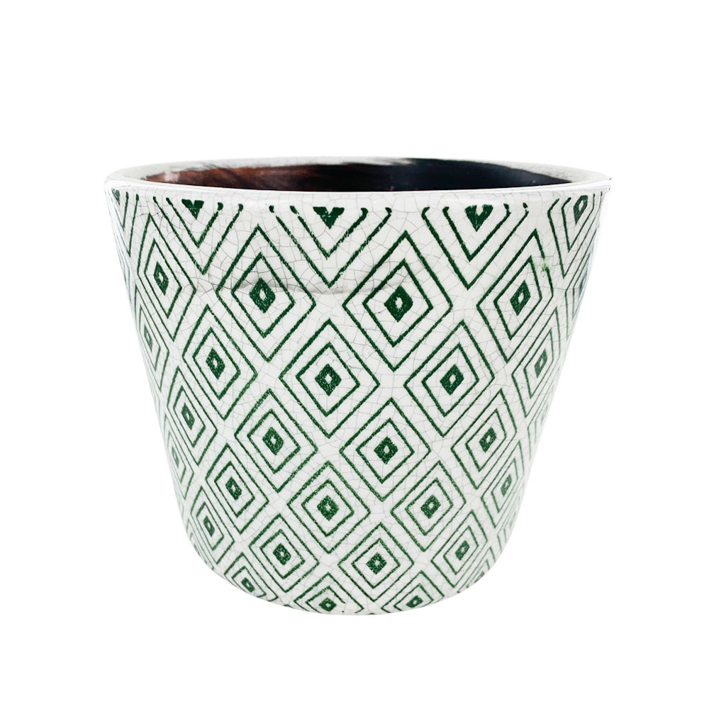 Green Diamond Ceramic Plant Pot