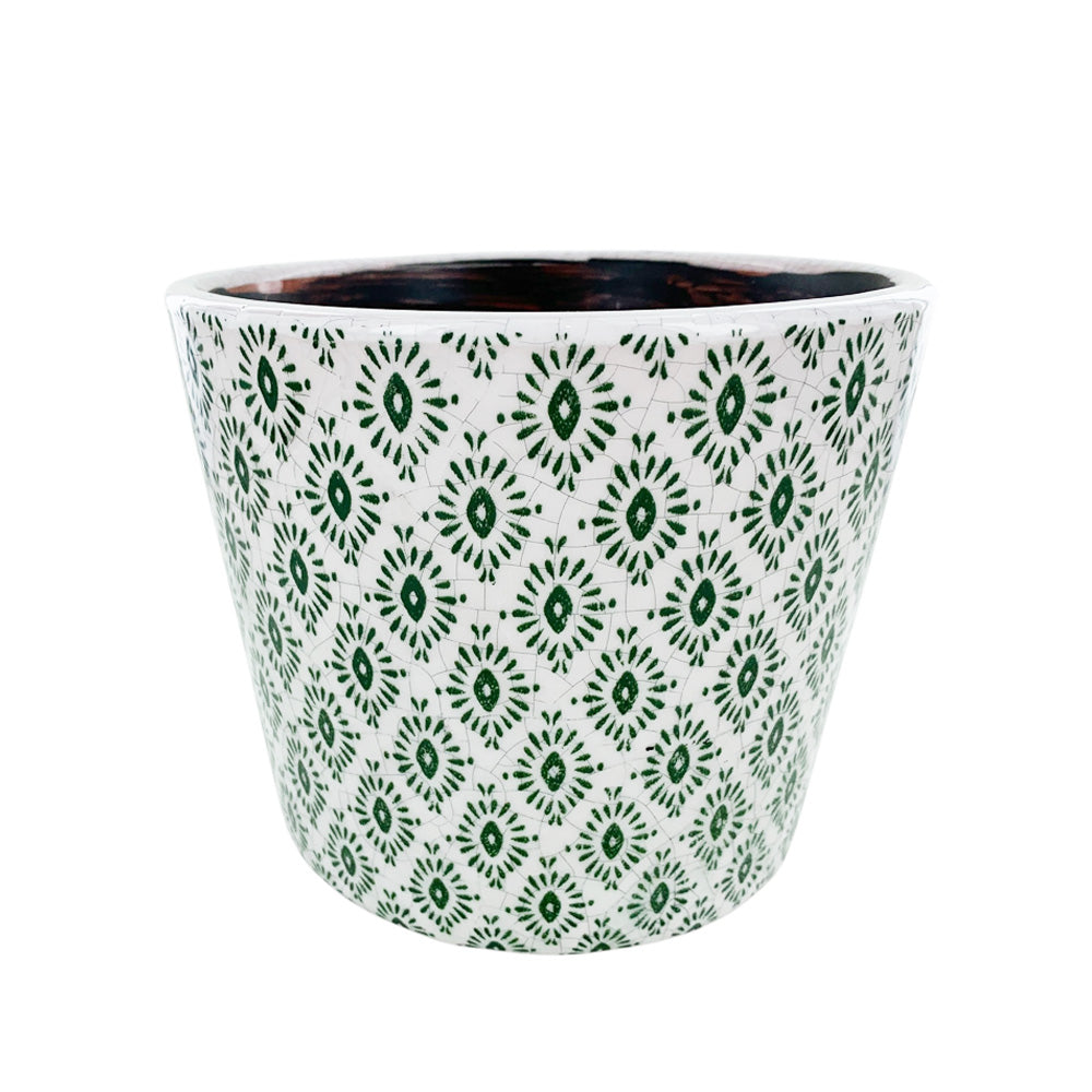 Green Geo Ceramic Plant Pot