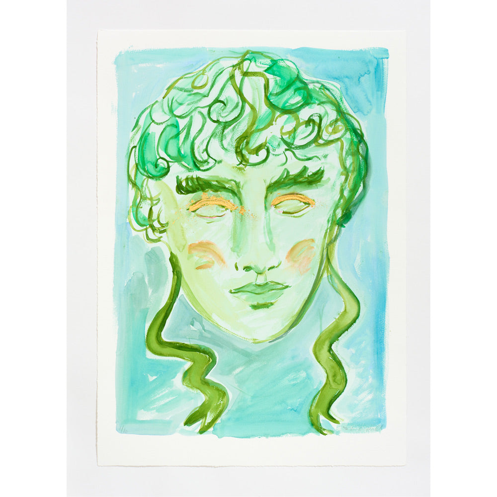 Green Mask Print By Luke Edward Hall