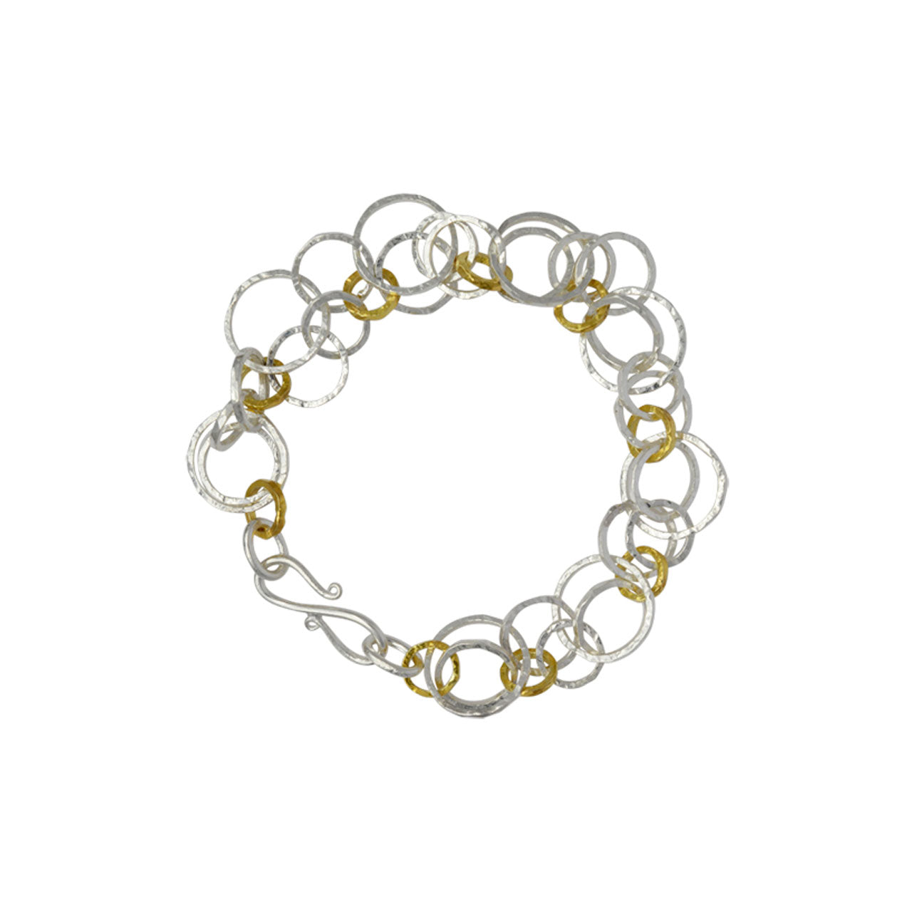 Two Tone Hammered Chain Bracelet