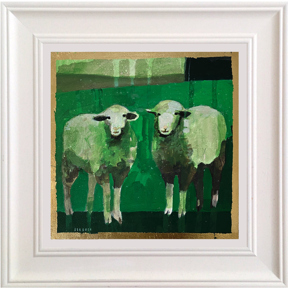 Two Sheep with Downland Beyond By Julian Sutherland-Beatson