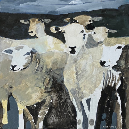 Flock of sheep painting