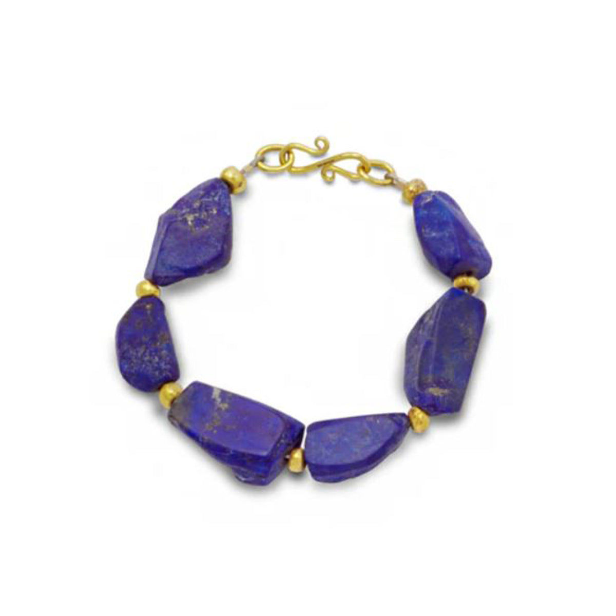 Lapis Lazuli and Solid 9ct Gold Nugget Bracelet