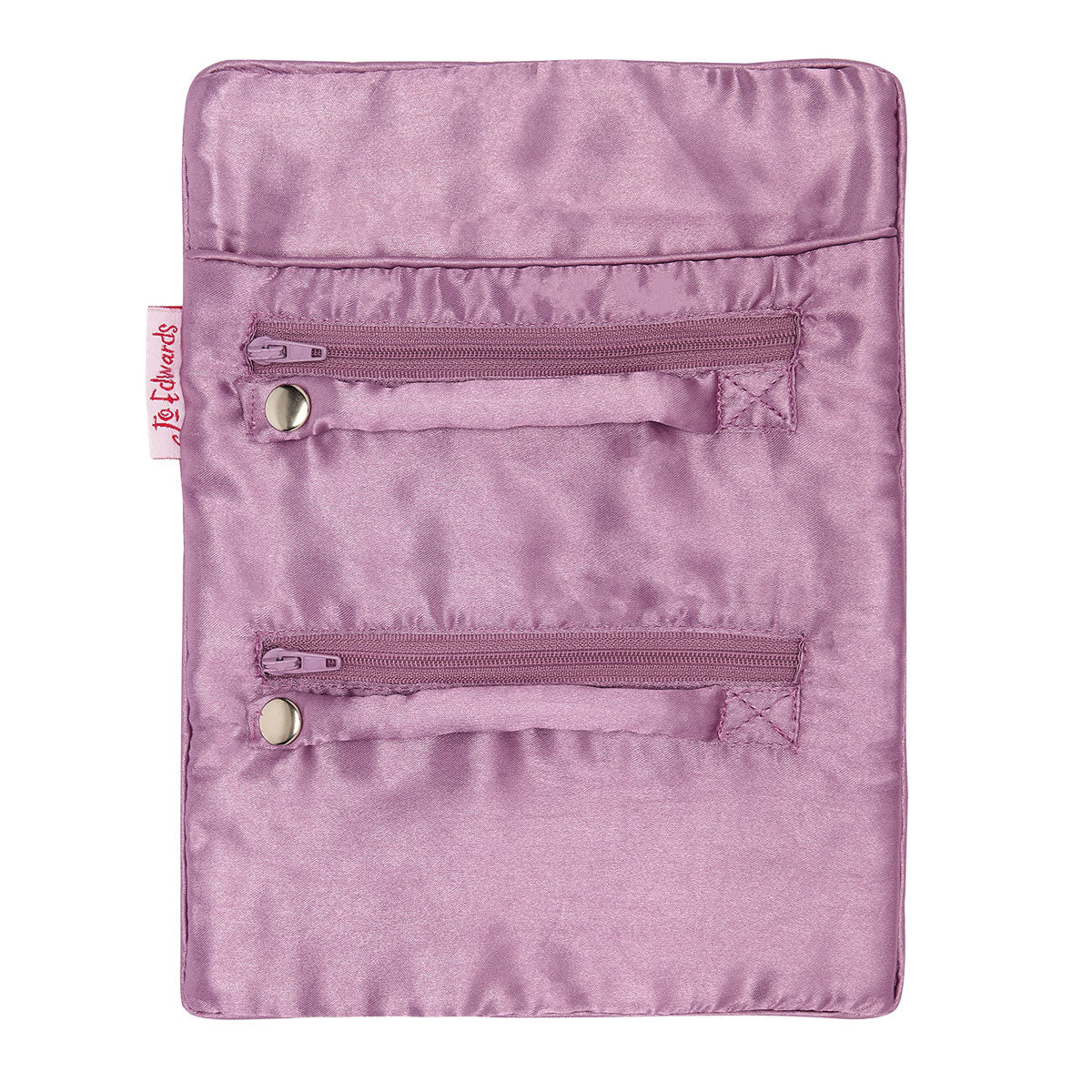 Lilac Velvet Jewellery Roll With Gold Embroidery & Satin Lining