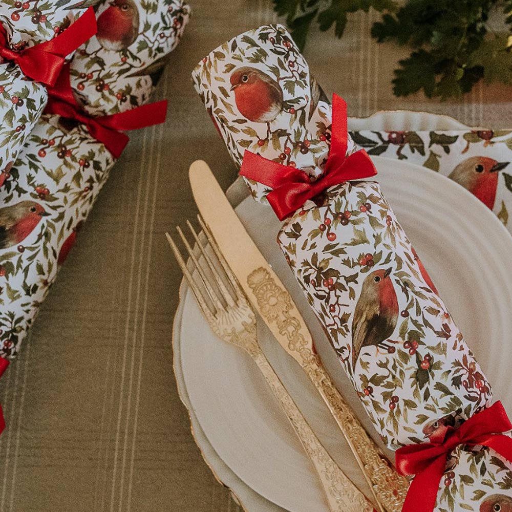 Six Luxury Robin Christmas Crackers