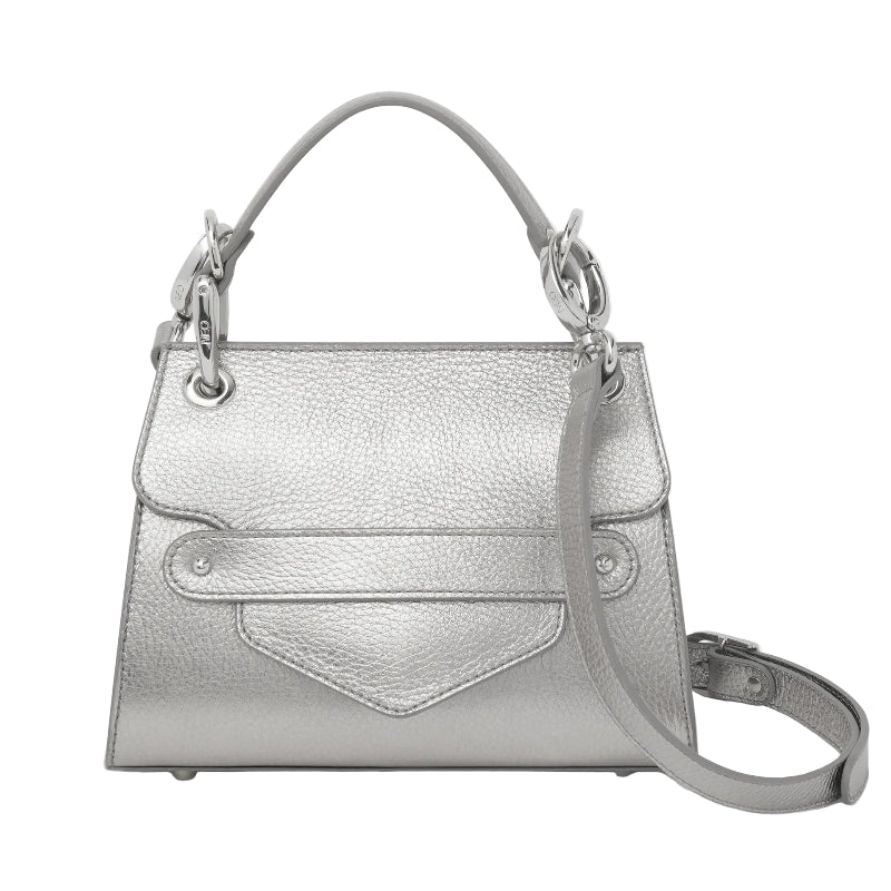 Silver handbag on a white background
