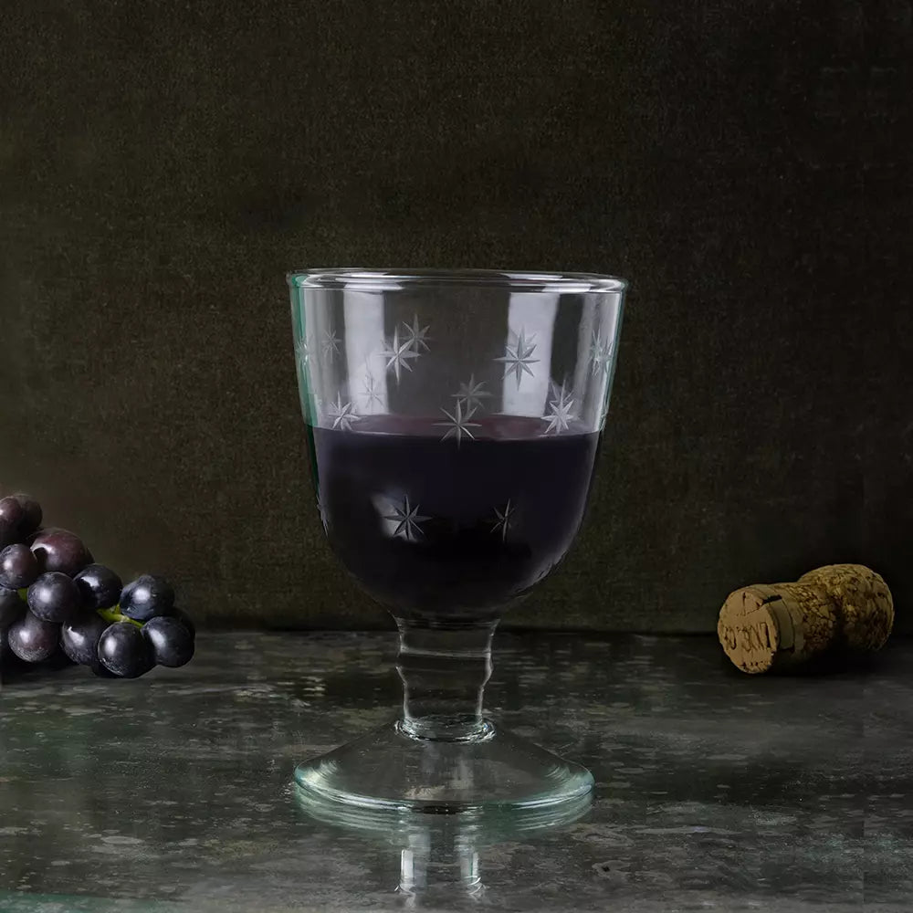 Etched Stars Wine Glass