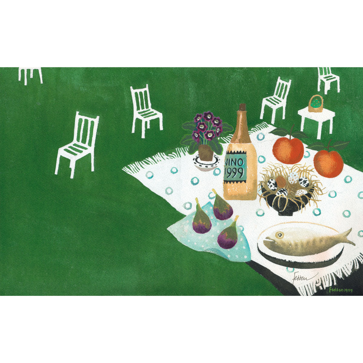 Still Life of a Glyndebourne Picnic 1999 Print by Mary Fedden