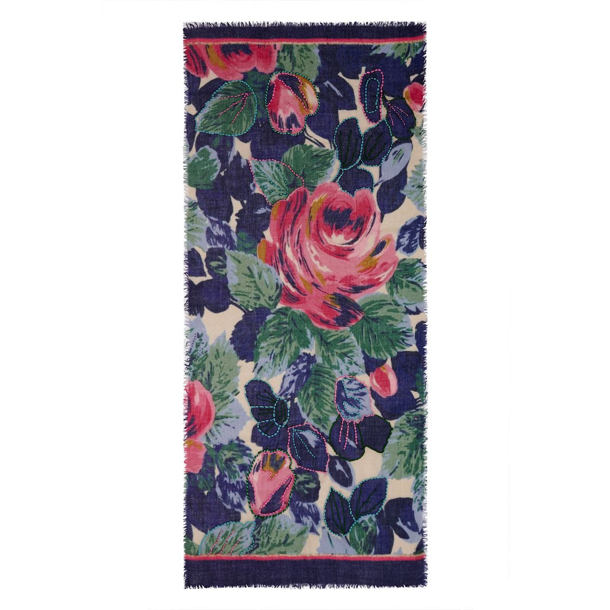 Midnight Flora Wool Scarf