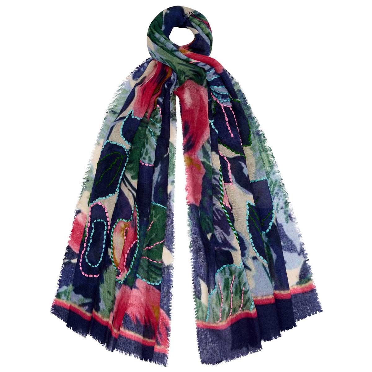 Midnight Flora Wool Scarf