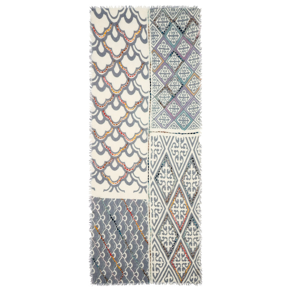 Milano Embroidered Wool Scarf